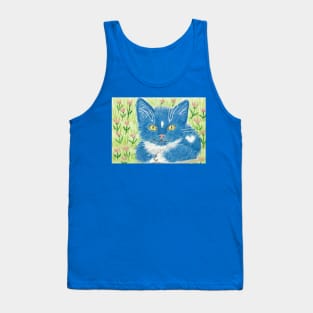 Blue kitten cat art Tank Top